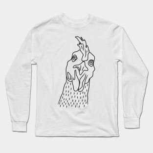 line art of curious chicken heads Long Sleeve T-Shirt